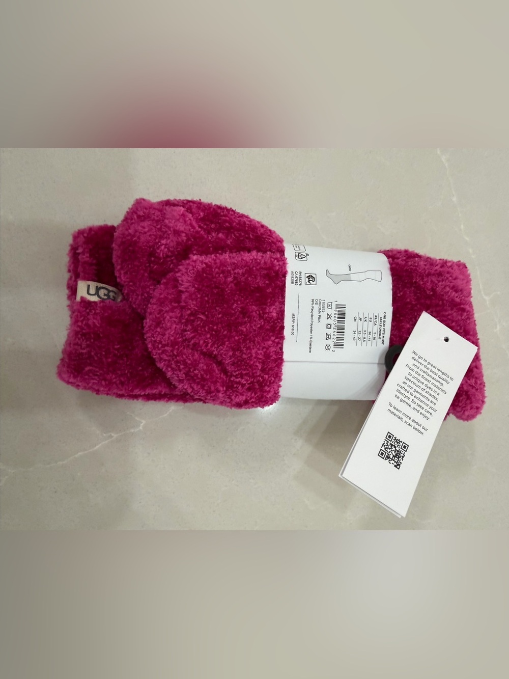 NWT UGG Leda Cozy Crew Socks Pink Fuchsia One Size - Picture 3 of 7